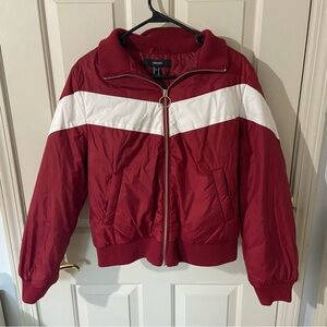 Forever 21 Red and White Bomber Jacket